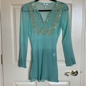 Sheer Tunic with gold embroidery